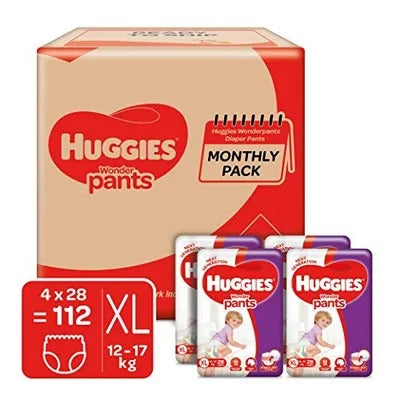 Huggies Wonder Pants Diapers Monthly Pack, Extra Large (112 Count)