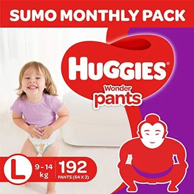 Huggies Wonder Pants Diapers Sumo Pack, Large (192 Count)