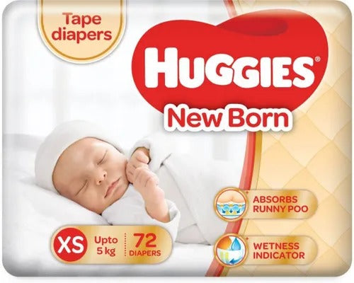 Huggies New Born Diapers - XS (72 Pieces)