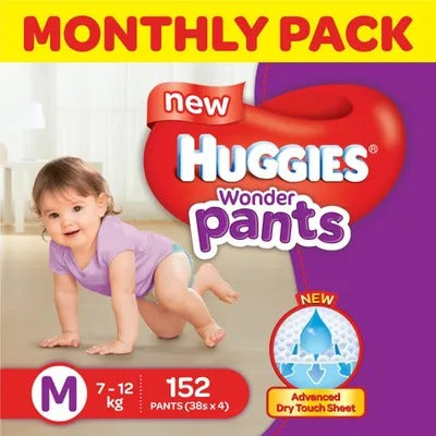 Huggies Wonder Pants Medium Size Diapers Monthly Pack (152 Count)