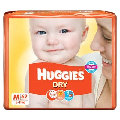 Huggies New Dry Diapers Medium 62 pcs