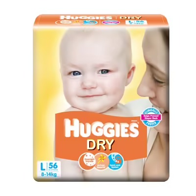 Huggies New Dry Diapers Large 56 pcs