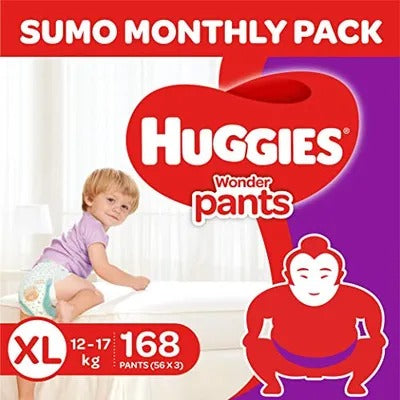 Huggies Wonder Pants Diapers Sumo Pack, Extra Large (168 Count)
