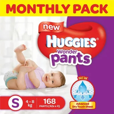 Huggies Wonder Pants Small Size Diapers Monthly Pack (168 Count)
